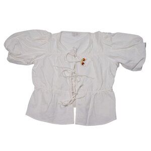 Meshki Emilie Puff Sleeve Cotton Top in White